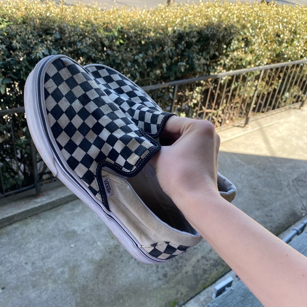 Vans check slip ons